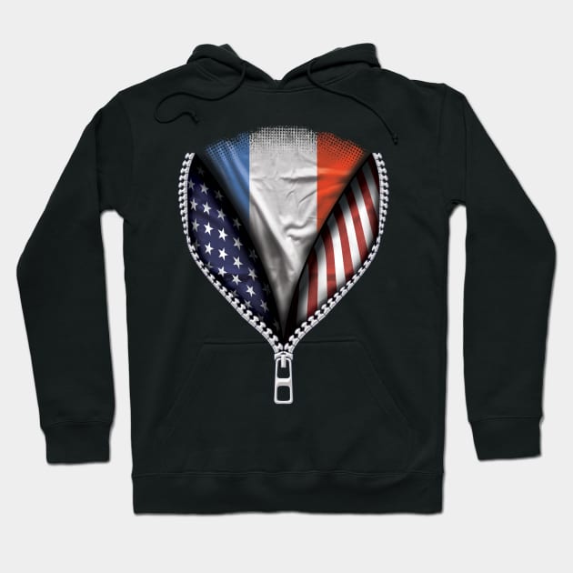 French Flag  France Flag American Flag Zip Down - Gift for French From France Hoodie by Country Flags